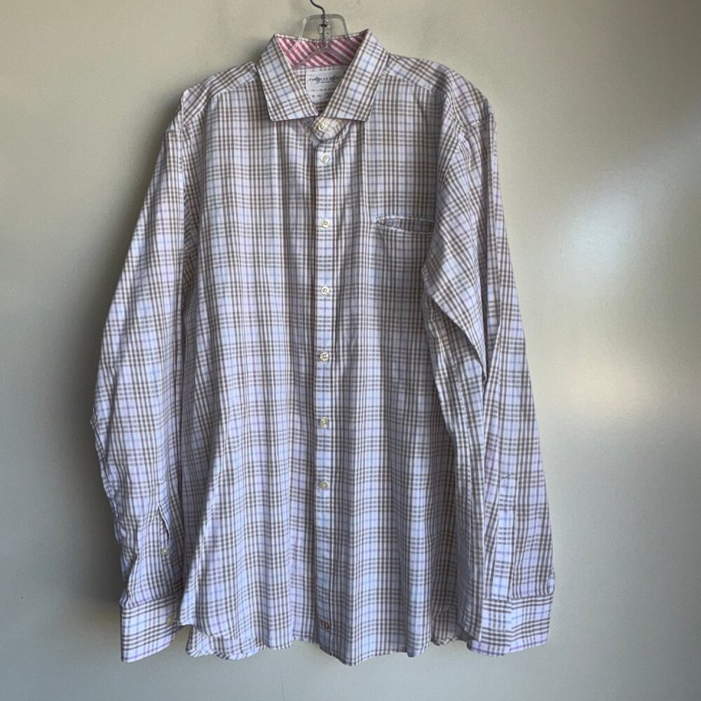 Thomas Dean Button Up Shirt Men's XL Plaid